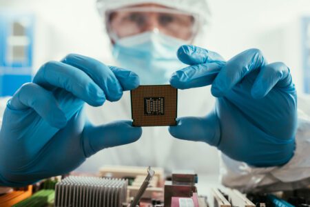 semiconductor being held up